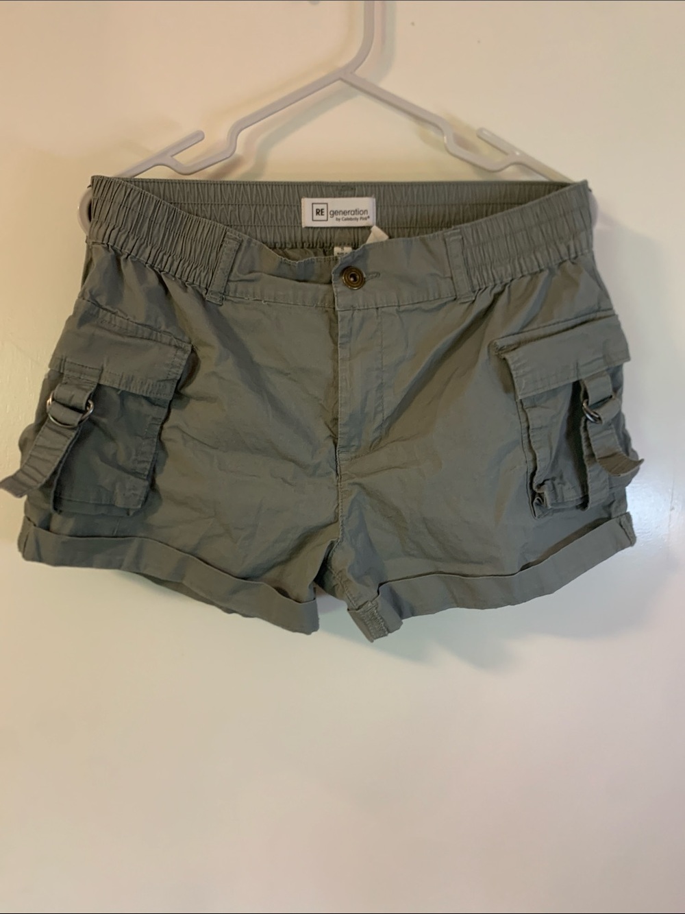RE/done Generation Olive Cargo Shorts for Women